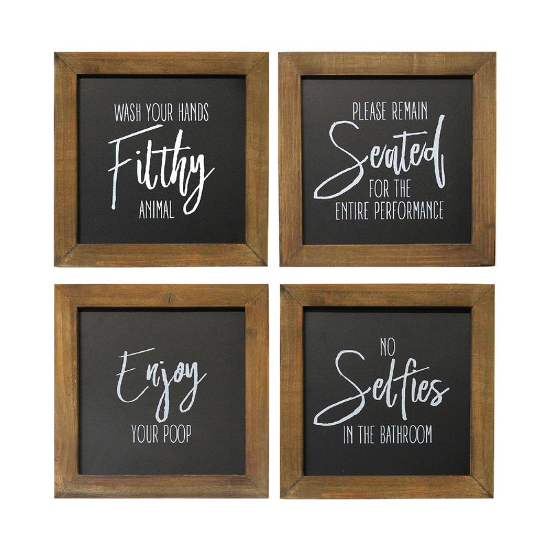 Stratton Home Decor Set of 4 Black and White Bathroom Rules Wall Art