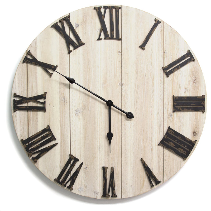 Stratton Home Decor Distressed White Wood Wall Clock