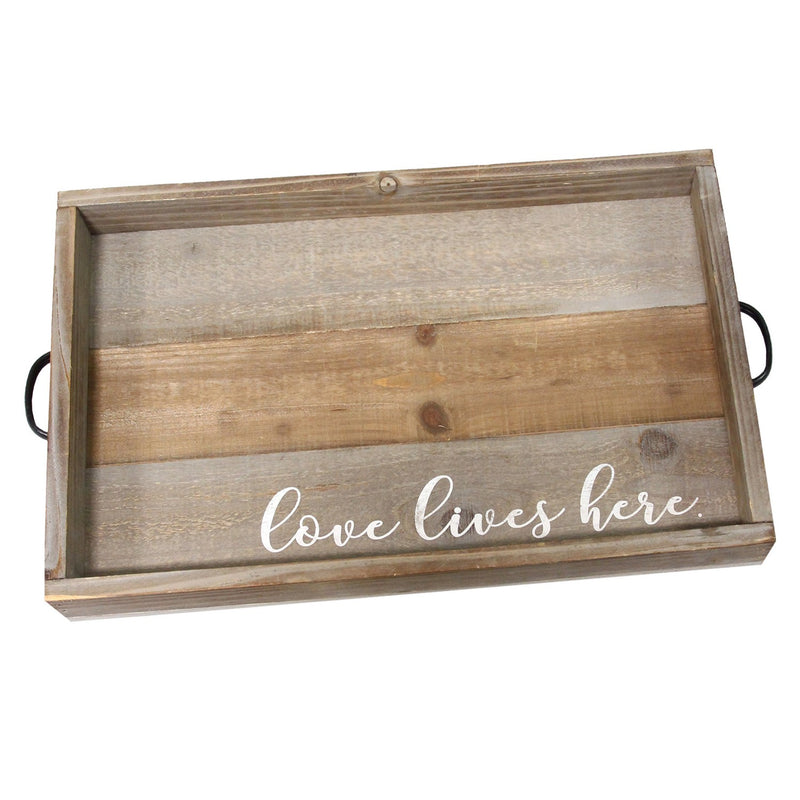 Stratton Home Decor "Love Lives Here" Wood Tray