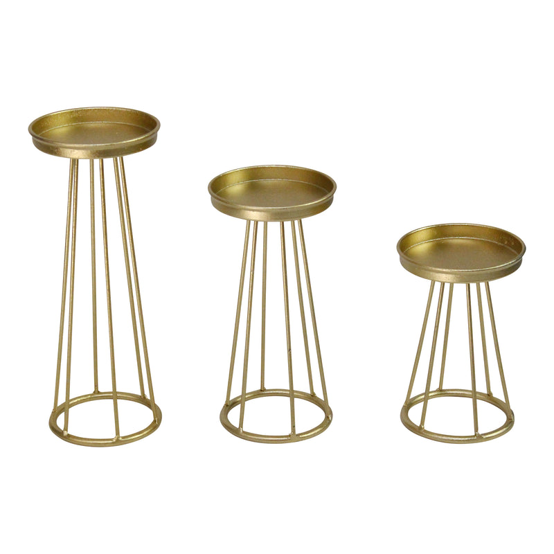 Stratton Home Decor Set of 3 Gold Metal Soho Candlestick