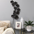 Stratton Home Decor Matte Black and Gold Metal Orchids Wall Décor