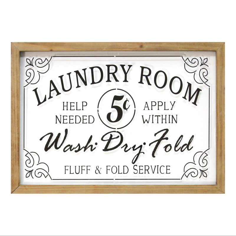 Stratton Home Decor Vintage Laundry Room Framed Glass Wall Art