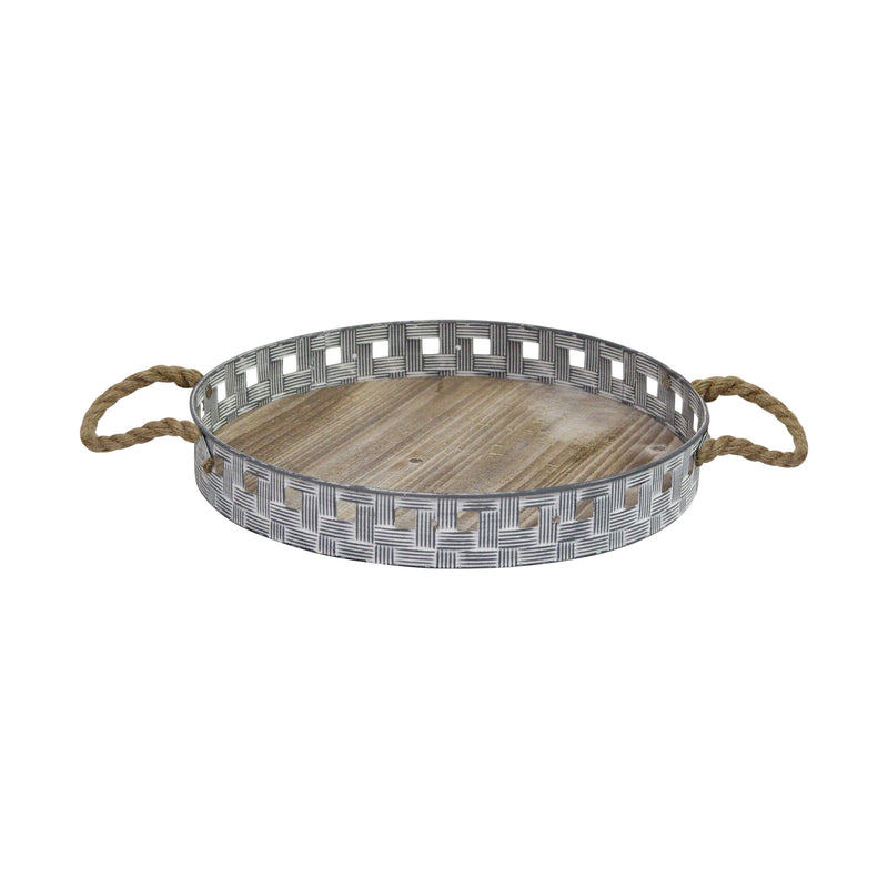 Stratton Home Decor Woven Metal and Wood Tray