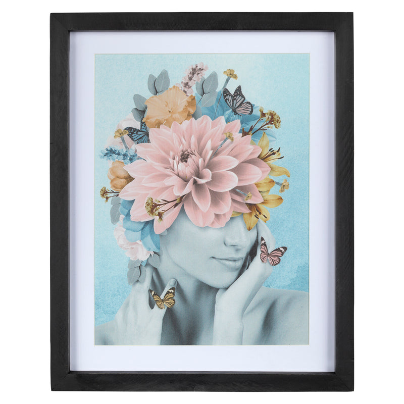 Stratton Home Decor Framed Blue Abstract Floral Lady Wall Art