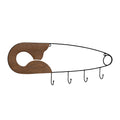Stratton Home Decor Farmhouse Wood and Metal Safety Pin Laundry Wall Hooks