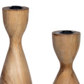 Stratton Home Decor Farmhouse Natural Wood Set of 2 Taper Candle Holders