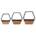 Stratton Home Decor Set of 3 Wood and Metal Hexagon Wall Planters