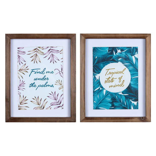 Stratton Home Decor Tropical Set of 2 Printed Palms Framed Wall Art