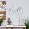 Stratton Home Decor Tropical Distressed White Fanned Metal Leaves Botanical Wall Decor