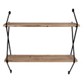 Stratton Home Decor Industrial 2 Tier Metal Wire and Wood Wall Shelf