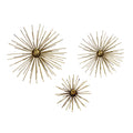 Stratton Home Decor Set of 3 Black and Gold Starburst Metal Wall Art