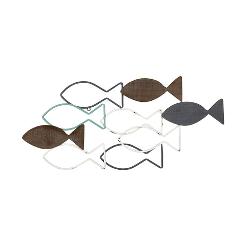 Stratton Home Decor Wood and Metal School of Fish Wall Décor