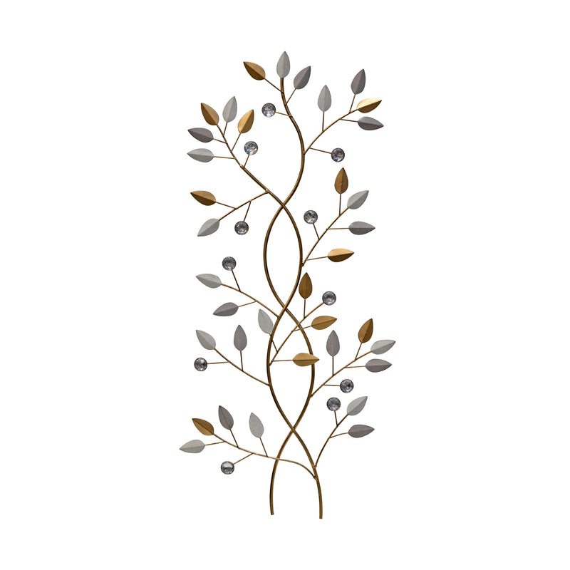 Stratton Home Decor Metal and Acrylic Flowing Stems and Metallic Leaves Botanical Wall Decor