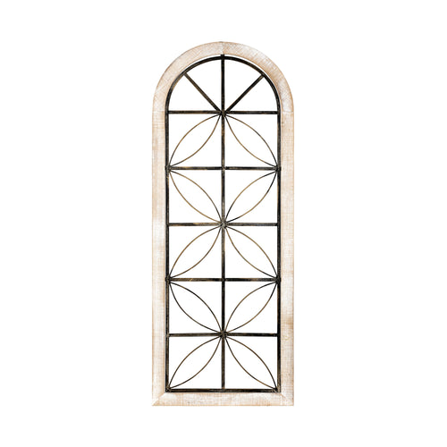 Stratton Home Decor Distressed White Metal and Wood Window Panel