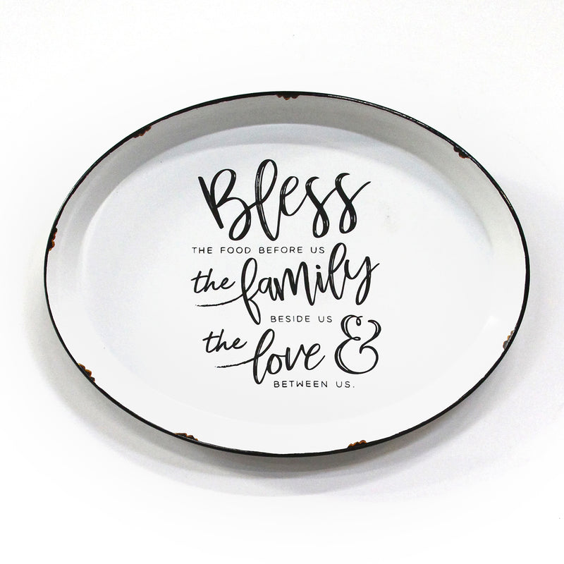 Stratton Home Decor Bless this Family Enamel Plate Wall Art