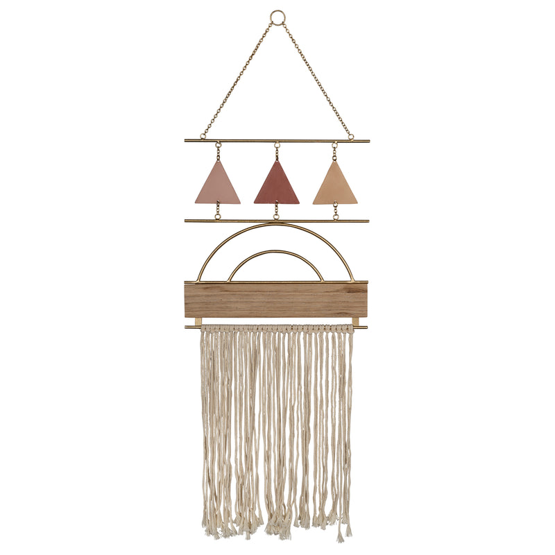 Stratton Home Decor Macrame with Metal Triangles Wall Decor