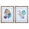 Stratton Home Decor Set of 2 Multicolor Tropical Leaves Framed Wall Art