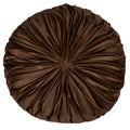Stratton Home Decor Round Tufted Velvet Brown Pillow