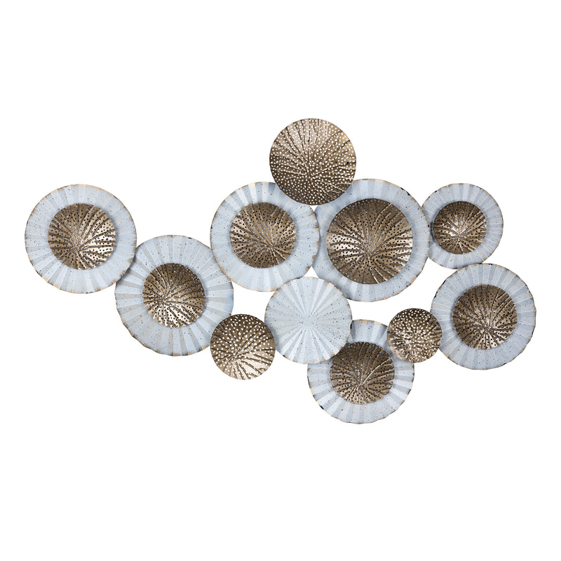 Stratton Home Decor Modern White and Gold Metal Plates Centerpiece Wall Decor