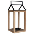 Stratton Home Decor Natural Wood and Metal House Shaped Lantern