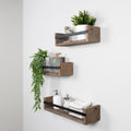 Stratton Home Decor Set of 3 Wood and Metal Floating Wall Shelves