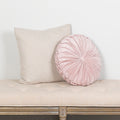 Stratton Home Decor Round Tufted Velvet Light Pink Pillow