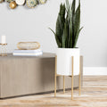 Stratton Home Decor White and Gold Metal Plant Stand