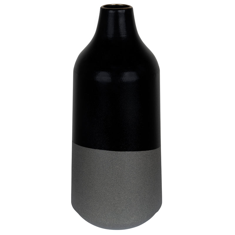 Stratton Home Decor Tall Black and Grey Dipped Vase