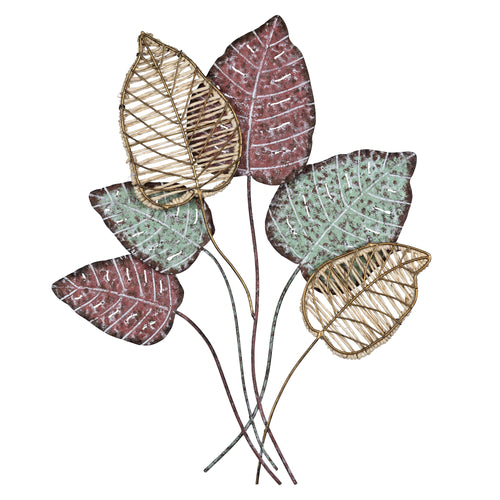 Stratton Home Decor Traditional Tricolor Metal Leaves Botanical Wall Decor
