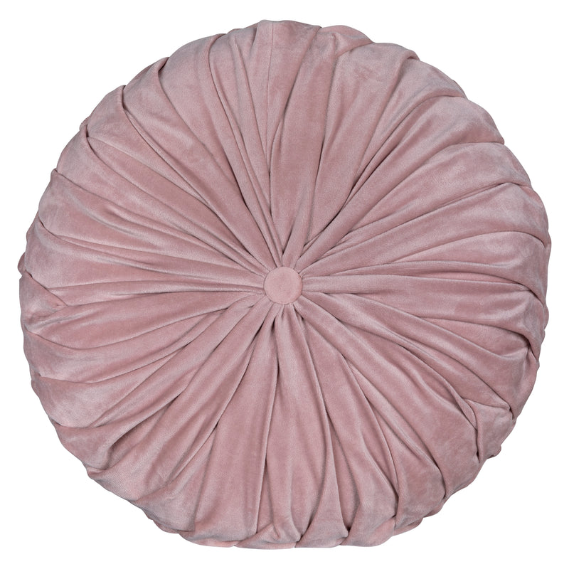 Stratton Home Decor Round Tufted Velvet Light Pink Pillow