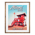 Stratton Home Decor Vintage Miami Beach Lifeguard Stand Framed Matte Wall Art under Glass