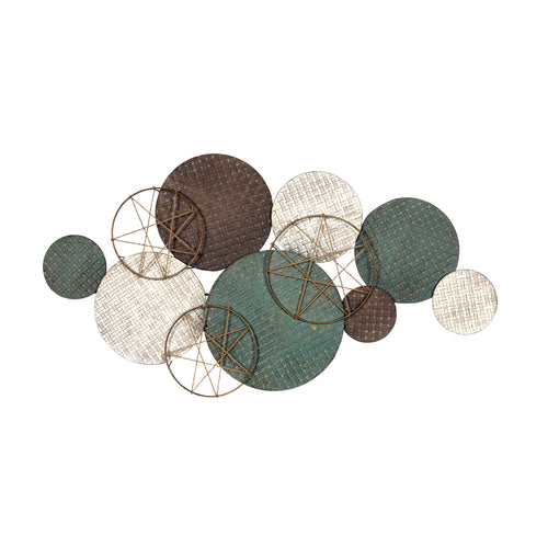 Stratton Home Decor Woven Texture Metal Plates with Jute Accents
