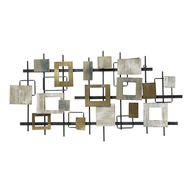 Stratton Home Decor Wood and Metal Modern Shapes Wall Centerpiece